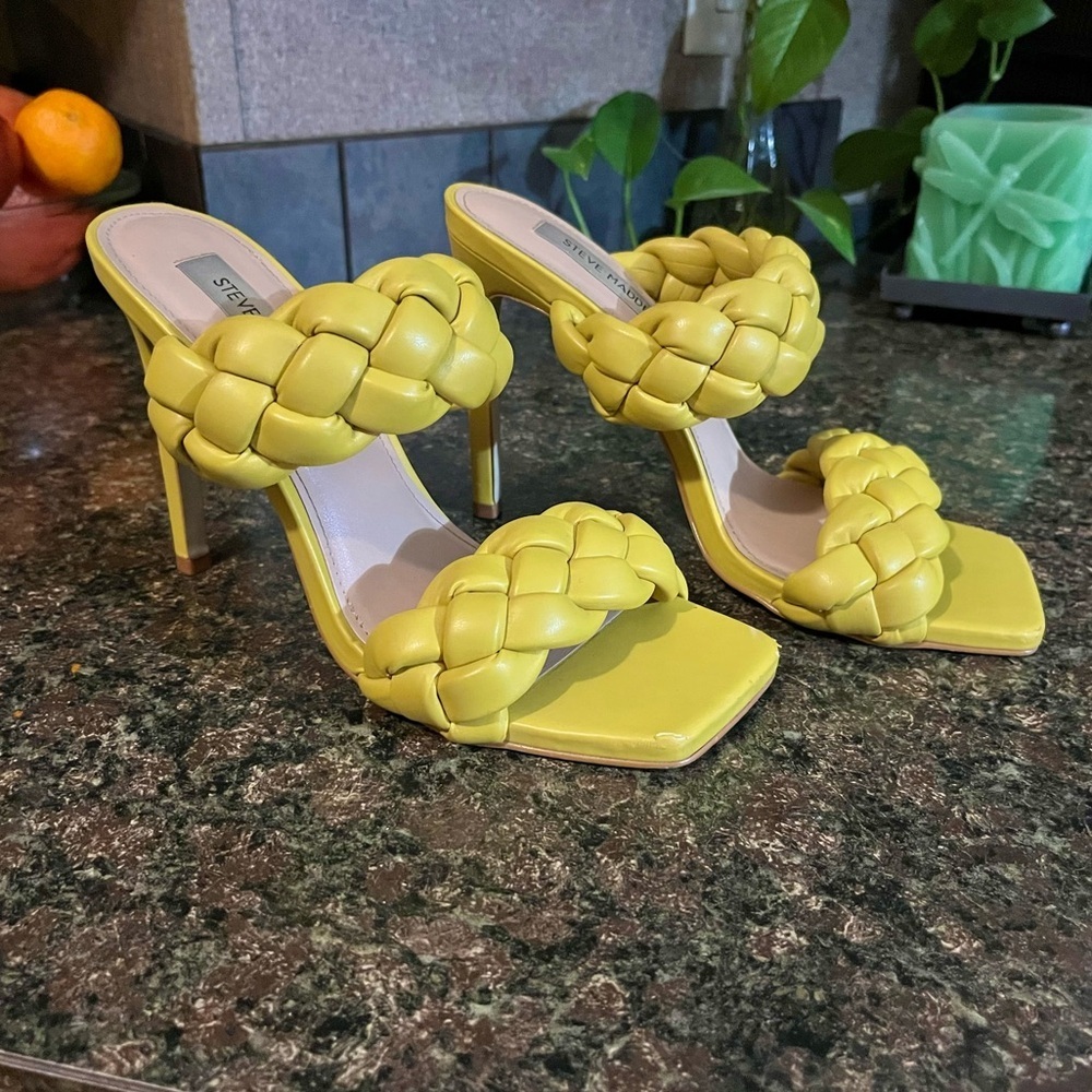 Steve Madden Kenley Citron Braided High Heel Sandals - Picture 4 of 8